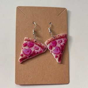 Fashion Jewelry Pink Heart Pizza Earrings